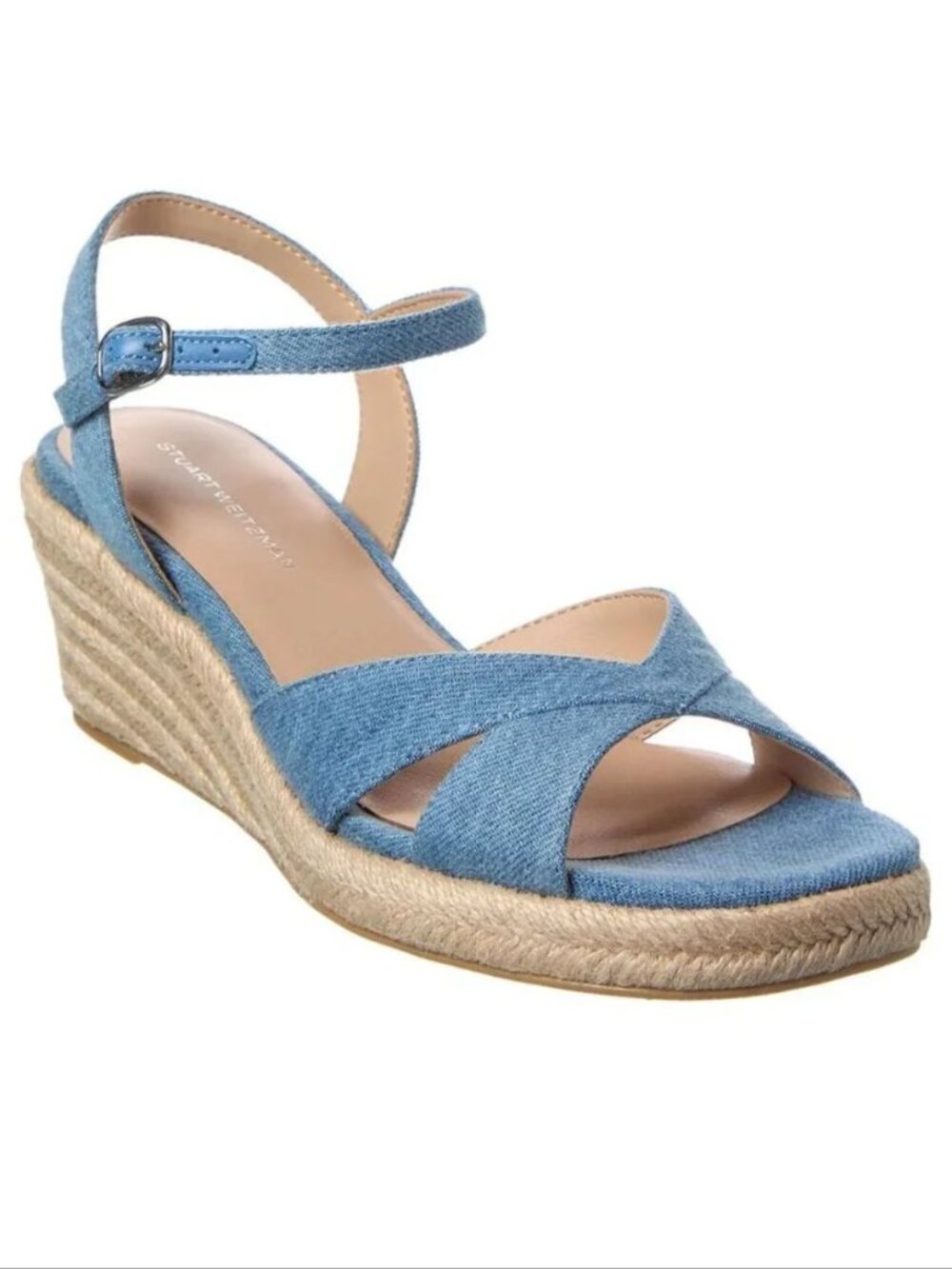 STUART WEITZMAN Miami Espadrille Wedge Sandals Size 7 Blue NEW $395